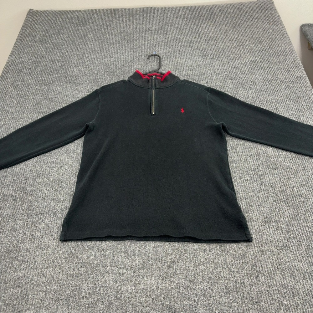 Polo Ralph Lauren Sweater Boys XL Black‎ Cotton Quarter Zip Mock Neck Preppy